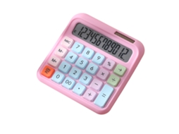 Calculadora De Mesa 12 Dígitos Display Lcd Botões Grandes Rosa Para Escola Escritório Lar