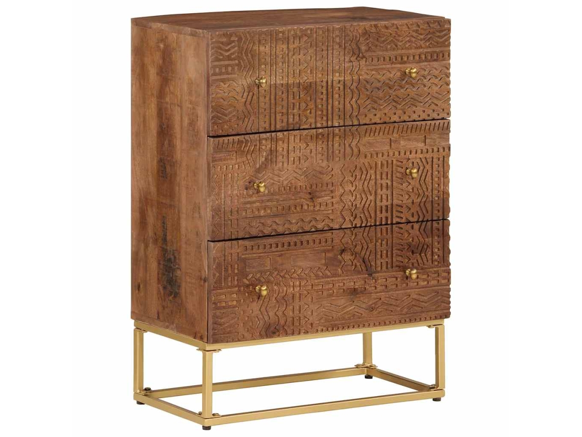 Vidaxl Cómoda 55x30x76 Cm Madeira De Mangueira Maciça E Ferro