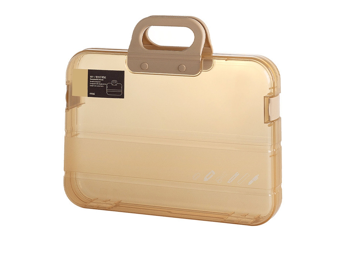 Caja Documental Transparente Grande Multipropósito Resistente Al Polvo Y Agua para Archivos A4 Portátil Ideal para Oficina Y Colegio Color Caqui