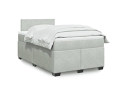 Vidaxl Cama Boxspring Com Colchão 120x190 Cm Veludo Cinzento-claro