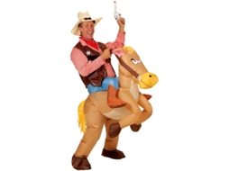 Traje de cowboy em cavalo inflável para adultos