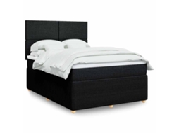 Vidaxl Cama Com Molas/colchão 140x200 Cm Tecido Preto