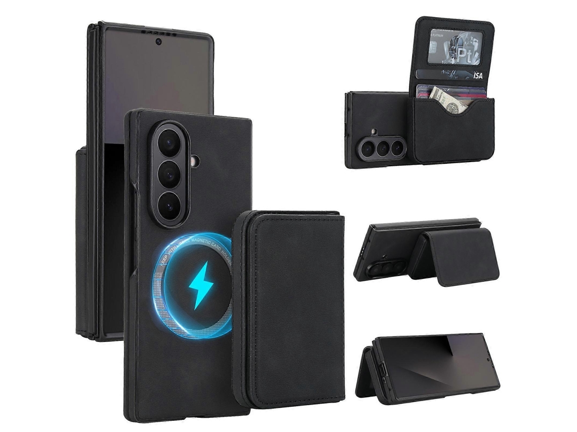 Capa Carteira Removível Em Couro Sintético Retrô Com Fecho Magnético E Bloqueio Rfid Para Samsung Galaxy Z Fold7 5g.