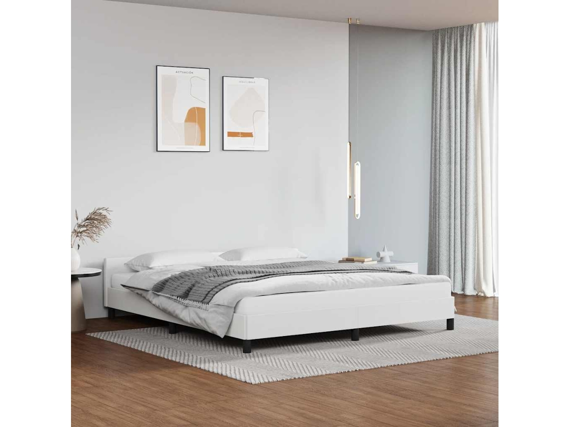 Vidaxl Estrutura De Cama C/ Cabeceira Sem Colchão 160x200 Cm Branco