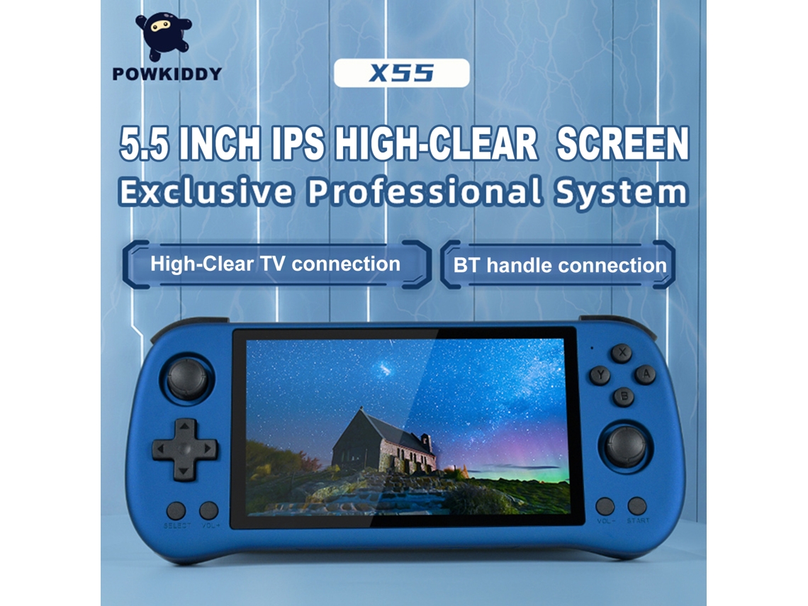Console Portátil Powkiddy 5.5 Polegadas Tela Nítida Sistema Exclusivo Bateria Longa