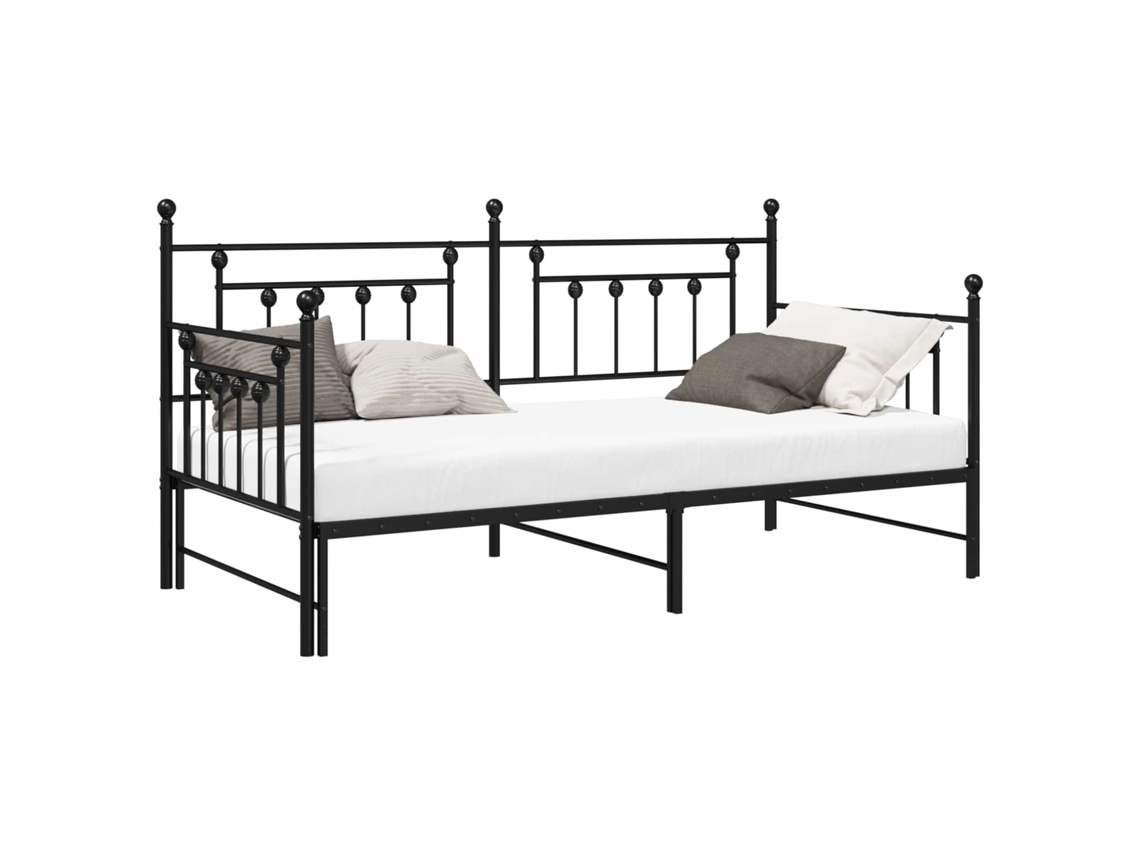 Estrutura de Cama de Dia Preto 100 X 190 Cm Aço MAISON EXCLUSIVE