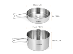 Conjunto de Cozinha de Camping Inox 2 Peças Tomshoo