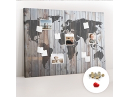 Painel De Cortiça Para Parede Mundo Em Tábuas Para A Sala De Estar Espelharte (140x100 Cm)