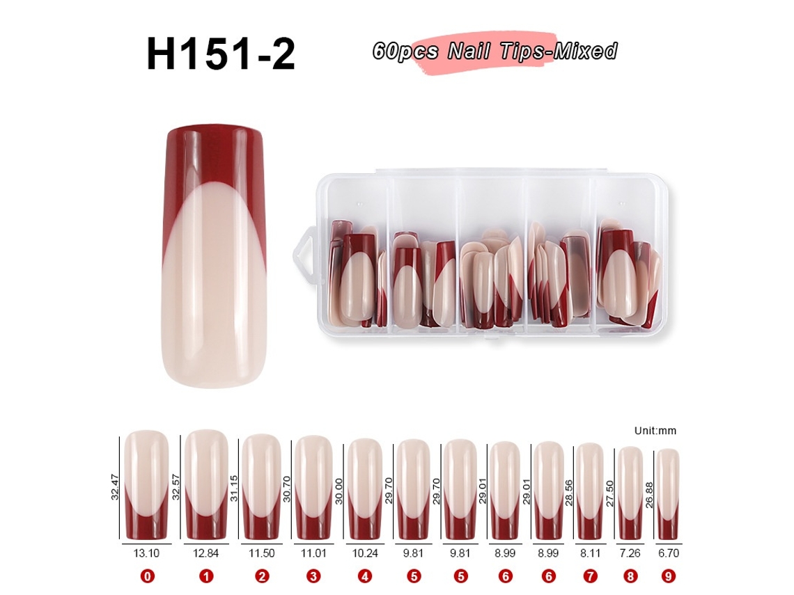 Lurelia Unhas Postiças Para Manicure Francesa 60 Pontas Ref. H151-2