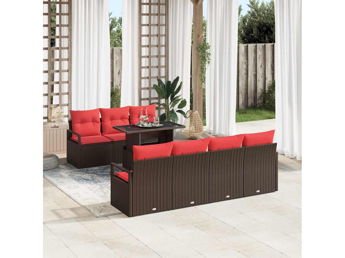 Vidaxl Conjunto De Sofá De Jardim 8 Unid. Castanho Rattan Sintético