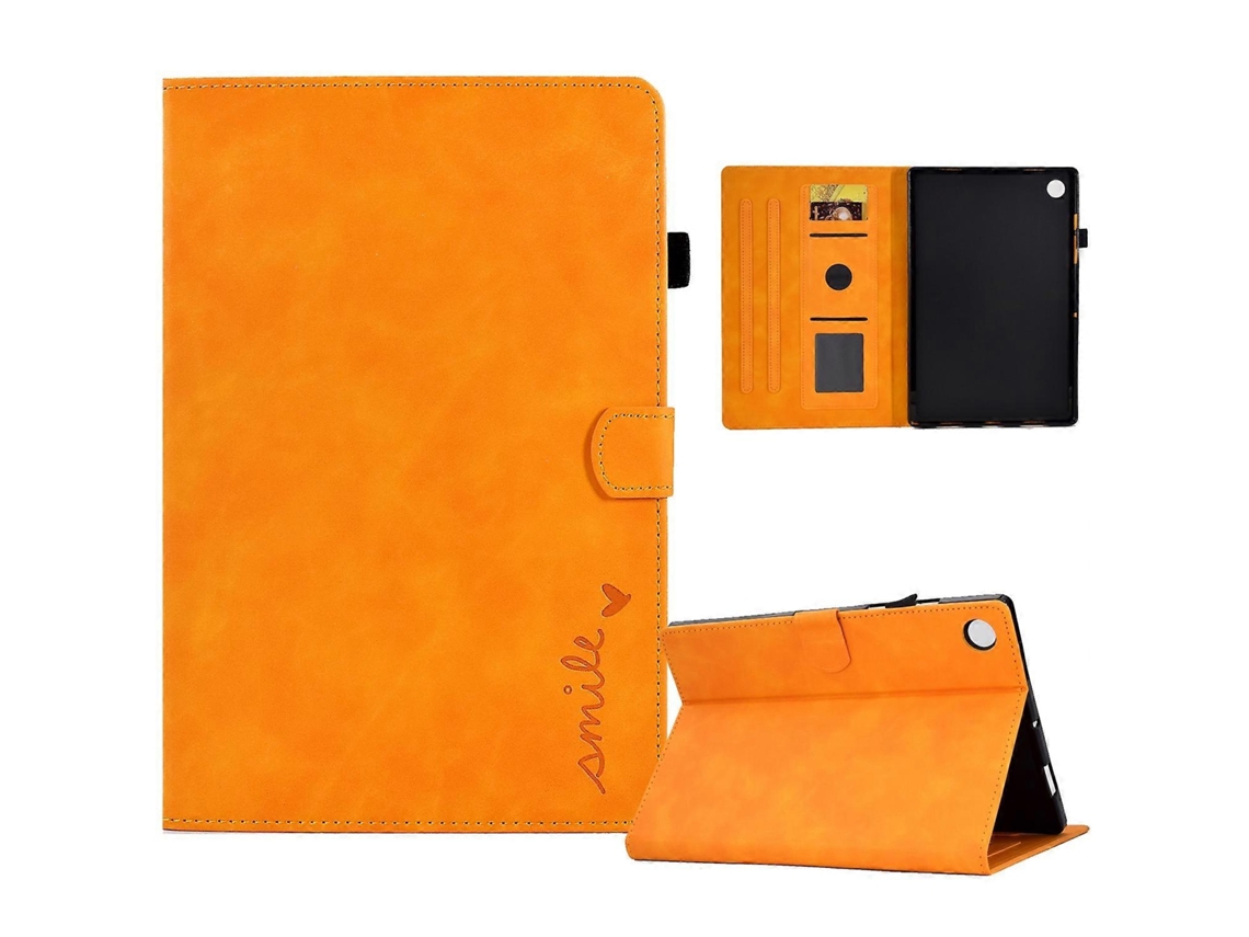 Capa De Couro Com Aba E Design De Sorriso Em Relevo Para Tablets Huawei Matepad T 10 / T 10s / Honor Pad 6 / X6