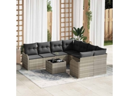 Vidaxl Conjunto De Sofá De Jardim 9 Pcs Cinza Claro E Cinza Escuro