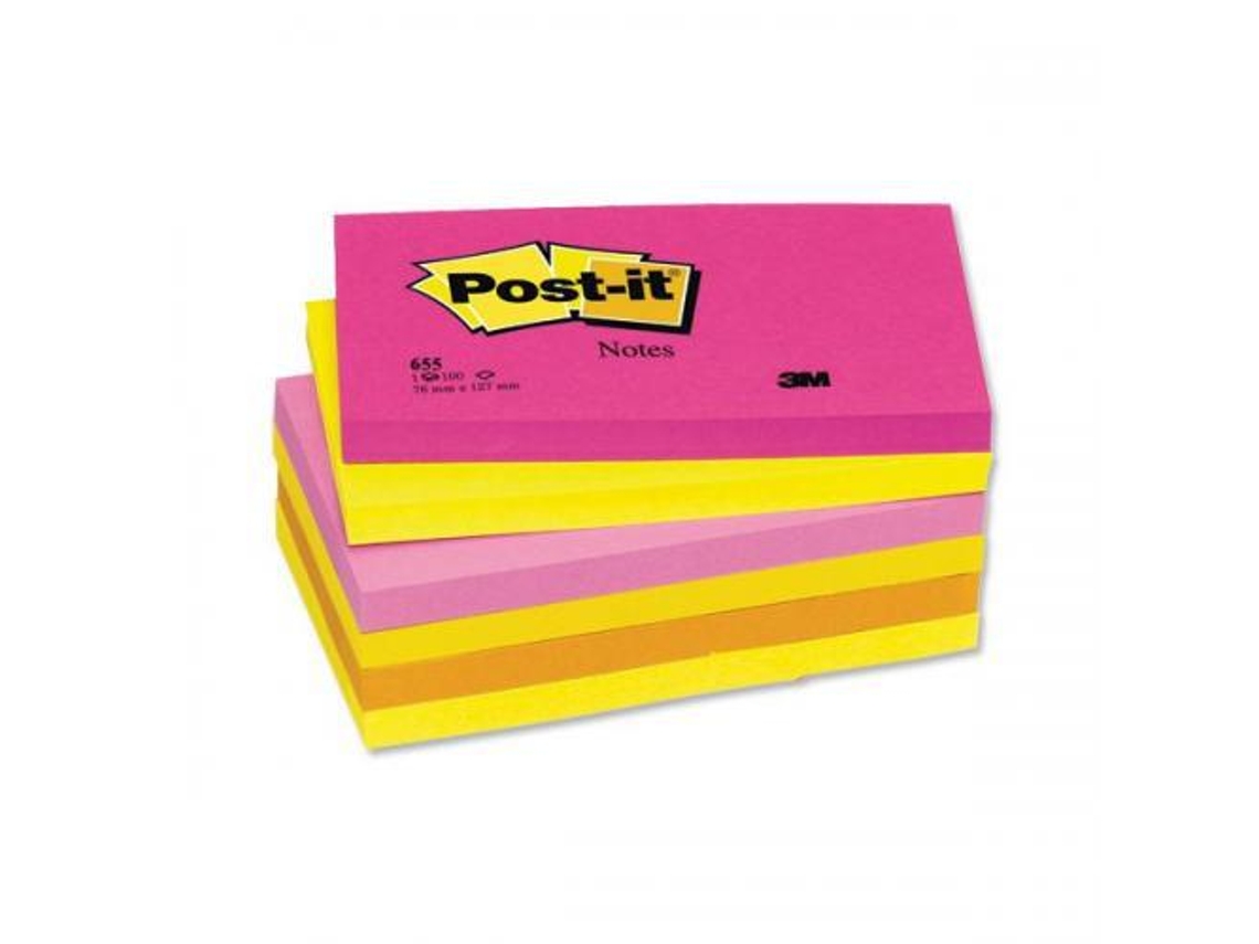 Bloco de Notas Adesivas Post-It Neon 76 X 127 Mm