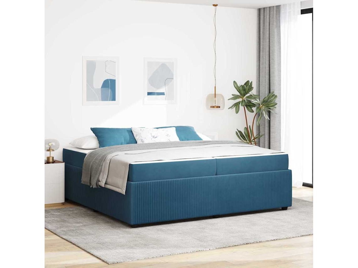 Vidaxl Estrutura Da Cama Azul 200 X 200 Cm Tecido