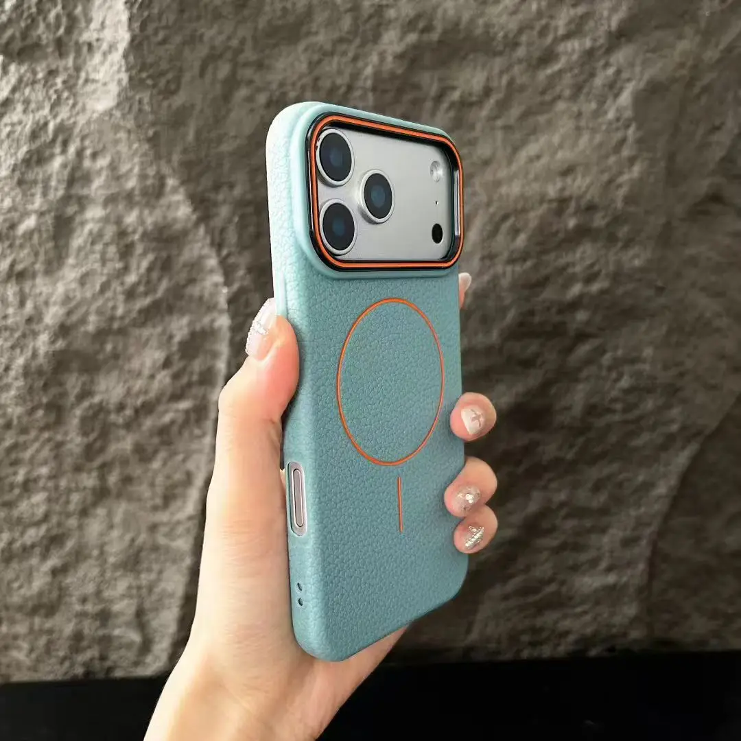 Capa Magnética Para Celular Com Textura Fosca De Lichia (iphone 16 Plus Azul Celeste), Em Tpu Macio.