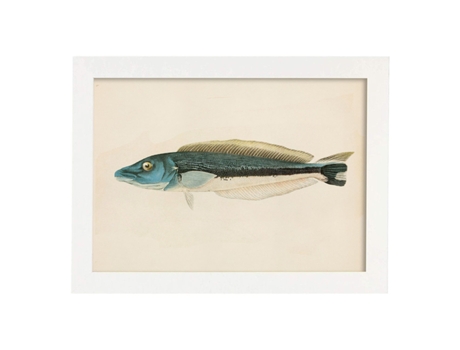 Póster NACNIC Linha de Peixe Azul Cinza e Branco, Fundo de Papel Vintage