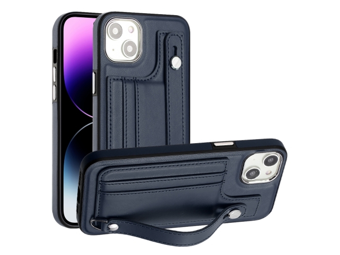 Capa Mobile Phone Cases Shockproof With Wrist para iPhone 14 Pele Castanho