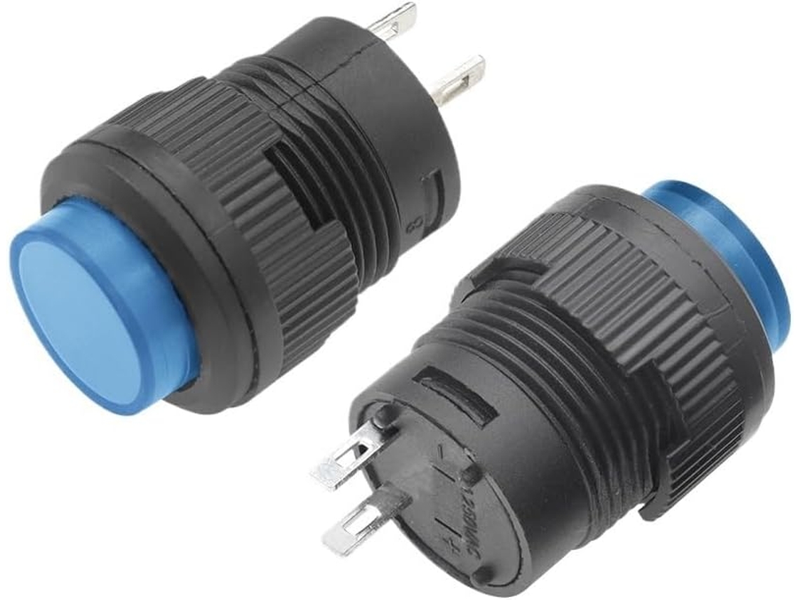 1-interruptor De Botão Pressão Com Trava Automática Azul 16mm, Não Iluminado, 2 Pinos, R16-503