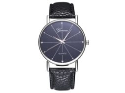 Reloj De Pulsera De Cuero Pu Casual Simple Moda Para Hombre Y Mujer Negro