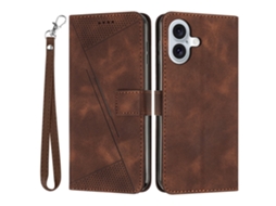 Capa Em Couro Pu, Para Apple Iphone 16plus - Cor Castanho