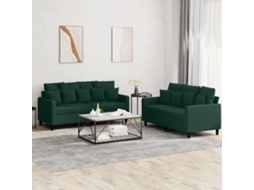 Vidaxl 2 Pcs Conjunto De Sofás Com Almofadões Veludo Verde-escuro