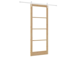 Conjunto 1 Porta Deslizante Vidaxl Castanho Madeira De Pinho Maciça (93 X 232 Cm)