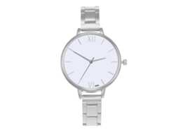 Relógio Analógico de Quartzo Feminino com Pulseira de Aço Estilo Elegante (prata Branco)