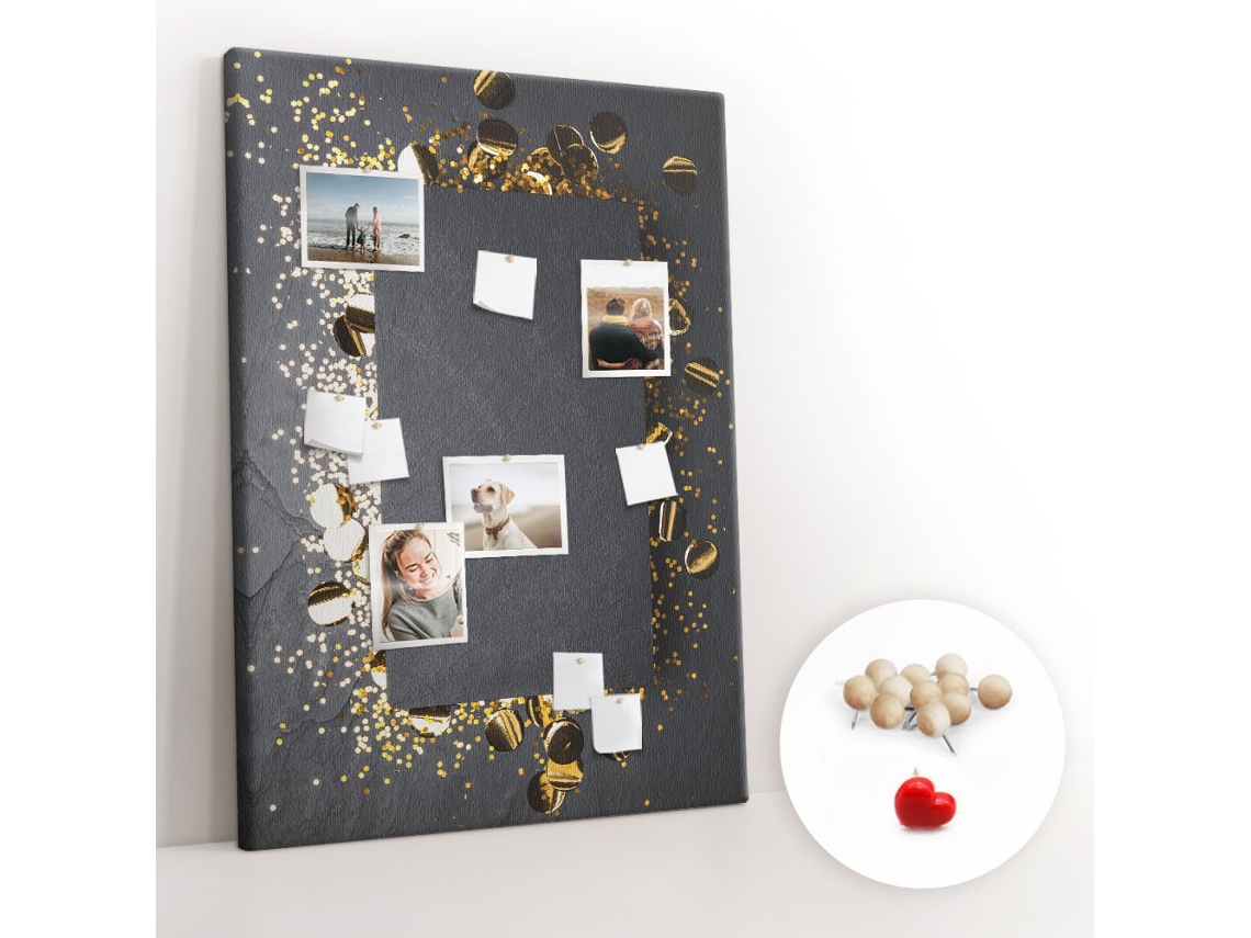 Painel De Cortiça Para Parede Confetes Dourados Para O Escritório Espelharte (100x140 Cm)