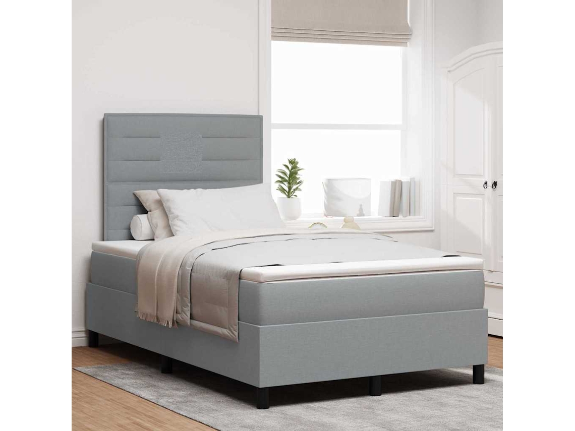 Vidaxl Cama Box Com Colchão Cinzento-claro 120 X 200 Cm Tecido