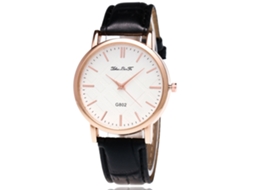 Relógio de Pulso Feminino Analógico de Quartzo com Pulseira Pu Simples Clássico Preto