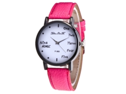 Relógio de pulso de quartzo para estudantes, esportivo, mostrador redondo, rosa/vermelho