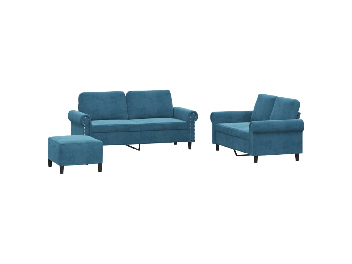 Sofa Set, Sofa Sets Vidaxl Azul Veludo (n/a)