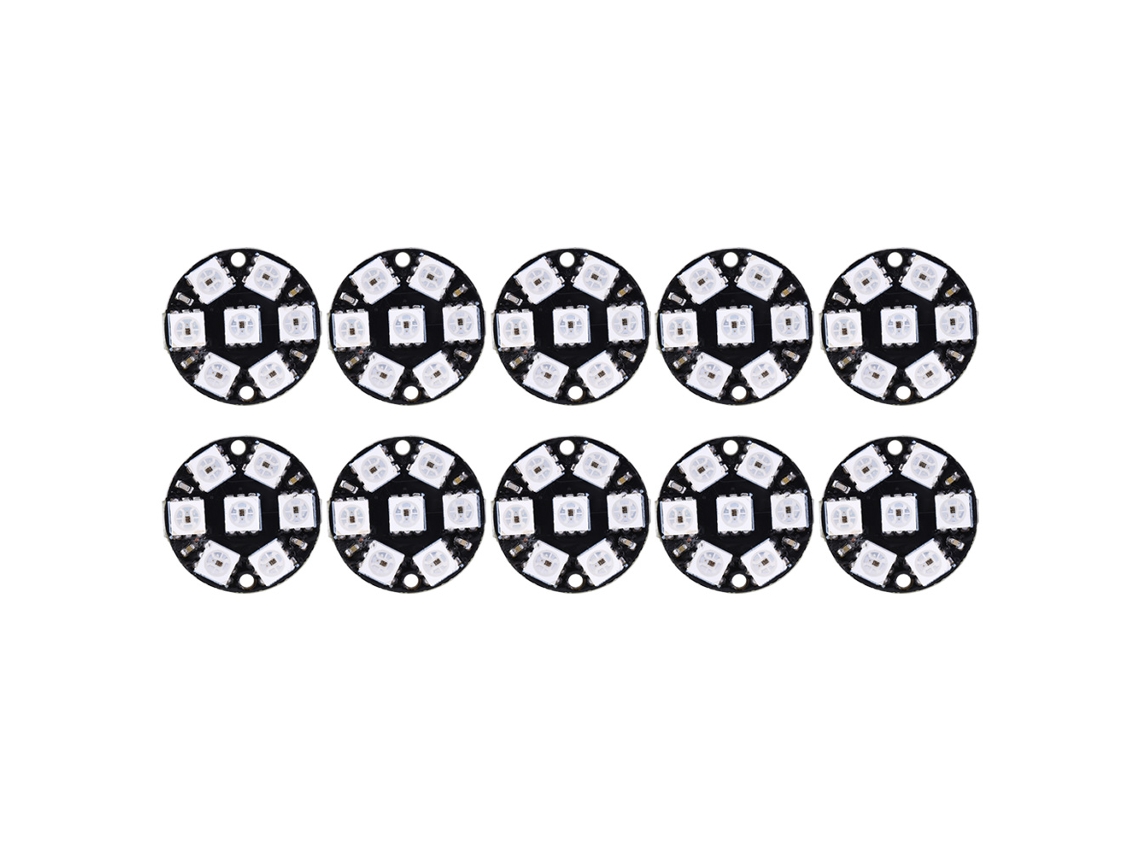 HKJ placa de desenvolvimento de controlador LED CJMCU 7 bits WS2812 5050 RGB redonda 10 peças
