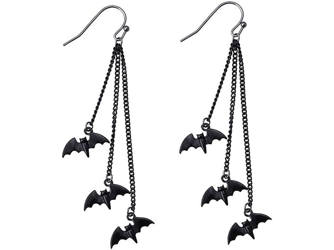Conjunto De Brincos E Colar De Morcego Vampiro Preto Para Halloween Acessórios De Fantasia Assustadores