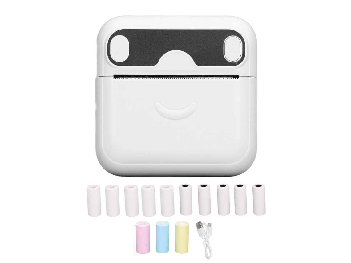 Mali impressora de Questões Erradas Portátil Sem Tinta Bluetooth Sem Fio Bolso Branco