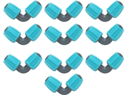 Conjunto De 10 Conectores Rápidos Em Pe, 16 Mm/0,6 Polegadas, Ângulo De 90°, Para Mangueira De Irrigação Por Gotejamento