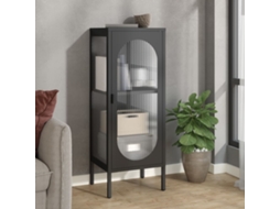 Vidaxl Aparador 40x35x105 Cm Vidro E Aço Preto