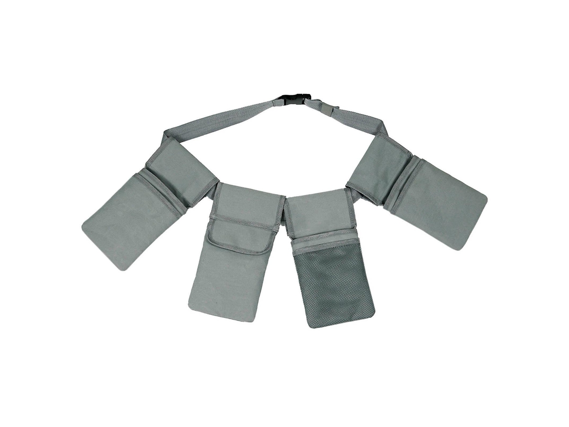 Cinto De Ferramentas De Jardim Cinza Com 4 Bolsas, Cintura De Lona Impermeável Para Jardim Slowmoose