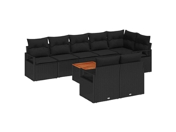Conjunto 9 Conjunto De Sofá Modular Vidaxl Preto Vime Pe (55 X 55 X 37 Cm)