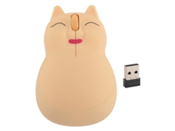 RATÓN CON FORMA DE GATO, USB 2.4 GHz, 1600 DPI, óptico, ergonómico, amarillo, S/MARCA