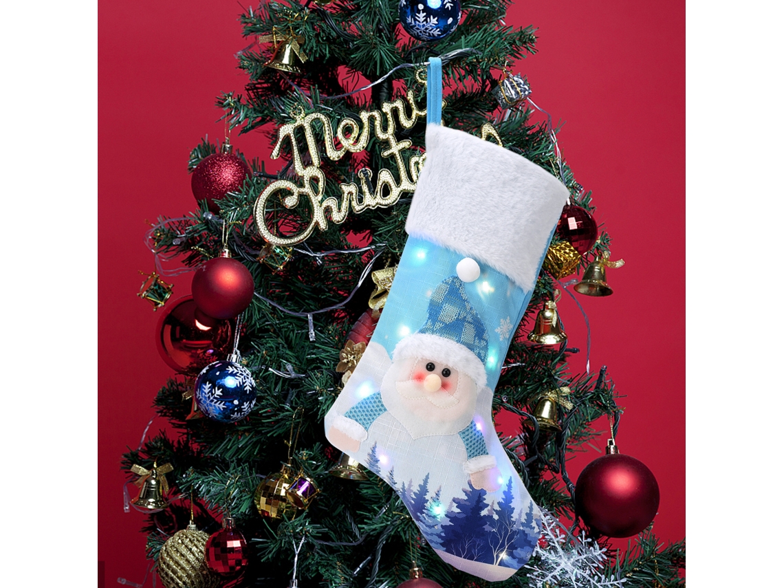 Meias De Natal (com Luzes, Bordadas) Eoocoo