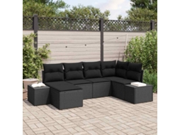 Vidaxl Conjunto De Sofá De Jardim 6 Unid. Preto Vime Pe