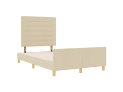 Conjunto 1 Estrado De Cama Plataforma Vidaxl Creme Tecido (120 X 190 Cm)