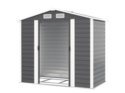 Galpão Metálico cinza escuro 213x120x166/194cm com portas deslizantes, aberturas de ar e base reforçada | S/MARCA