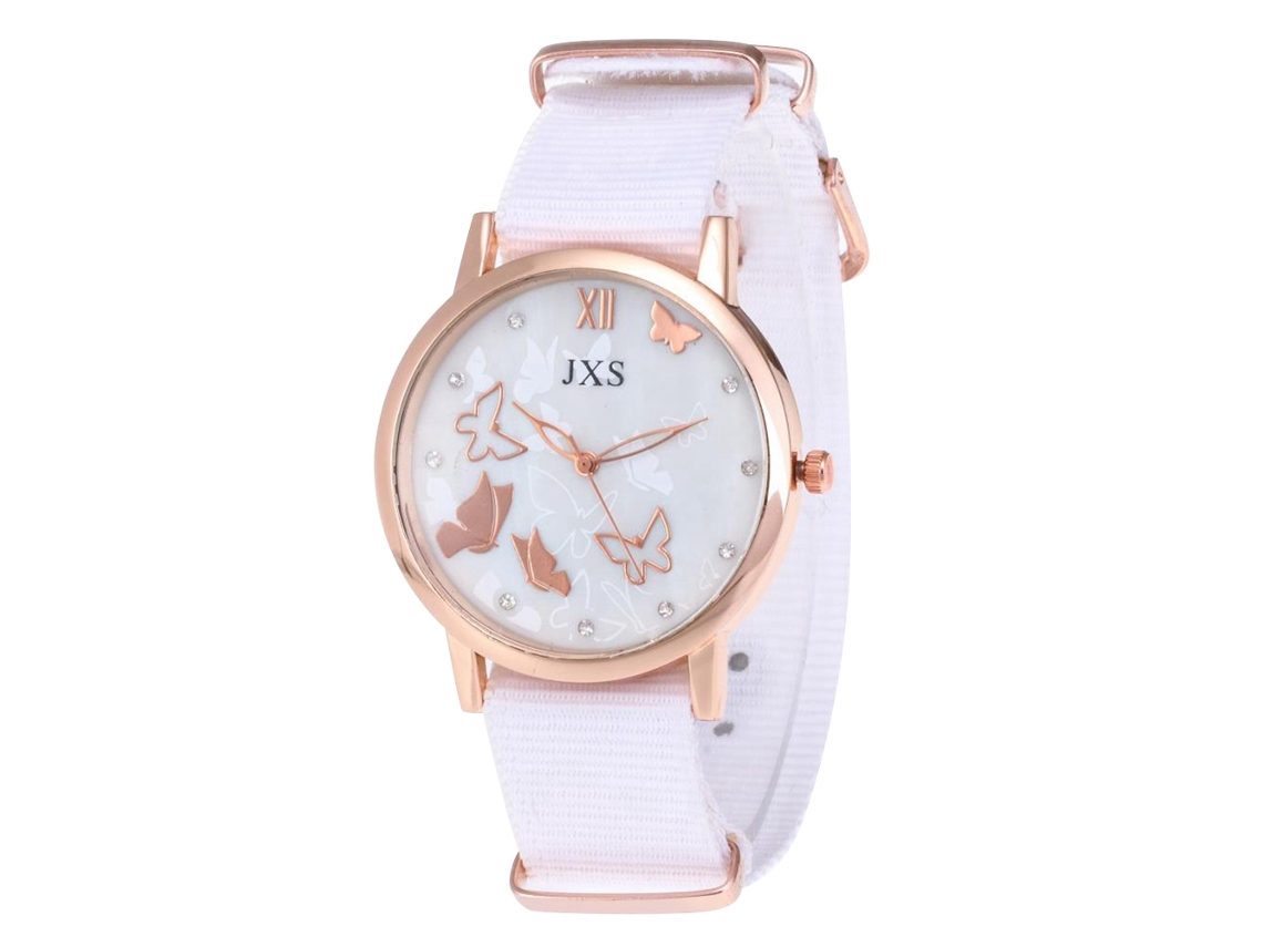 Relógio de Pulso Feminino Simples com Pulseira de Náilon e Movimento de Quartzo (branco)