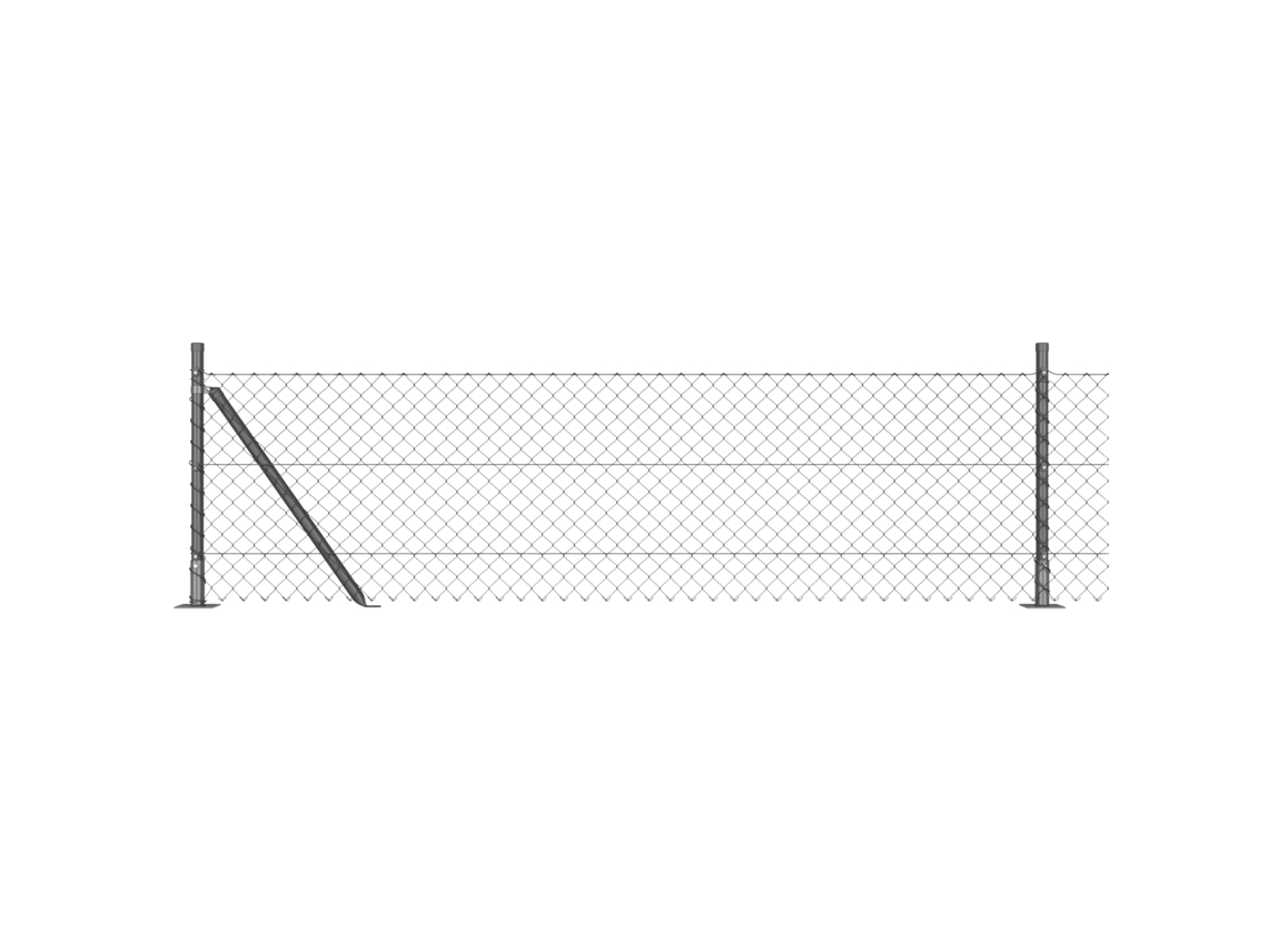 Conjunto 1 Poste De Cerca Vidaxl Cinzento Aço (25 X 0,6 M)
