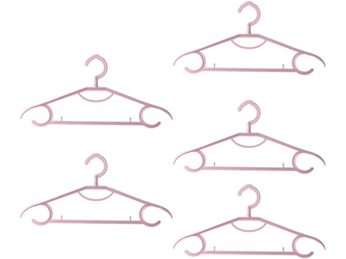 Conjunto 5 Cabides Plástico Antiderrapantes Rígidos Ecológicos GOKOCO Lavanderias Closets Pequenos