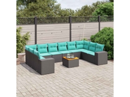 Vidaxl Conjunto De Sofá De Jardim Com 11 Peças E Almofadas Em Rattan Sintético Preto
