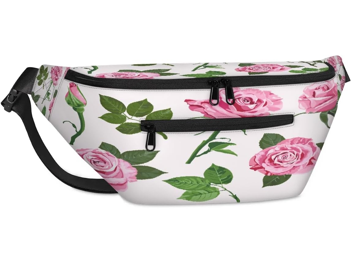Bolsa Transversal Tropicallife Unissex com Estampa Floral Rosa 38 X 25 9 X 19 Cm