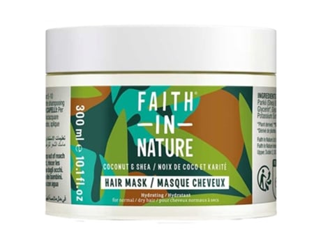 Máscara capilar de manteiga de karité e coco cabelos normais a secos 300 ml FAITH IN NATURE